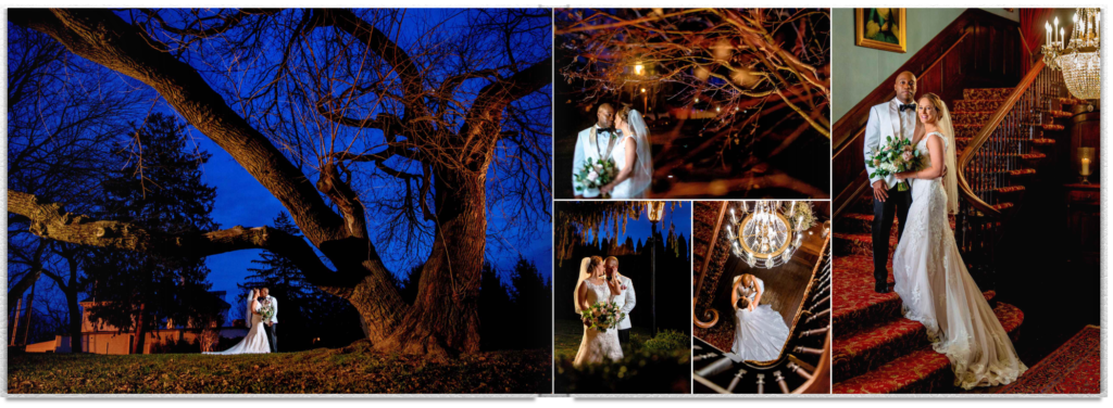 Wedding Album Layout - Newly Married Couple At Dusk